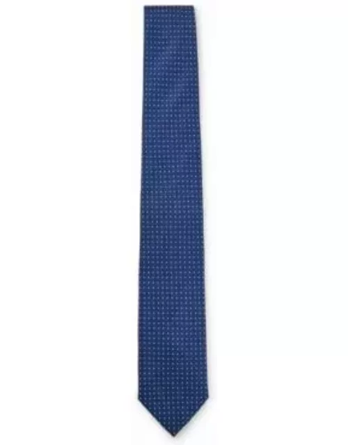 Silk-blend tie with jacquard dot pattern- Blue Men's Tie