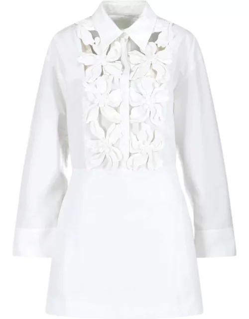 Valentino Compact Poplin Embroidered Short Dres