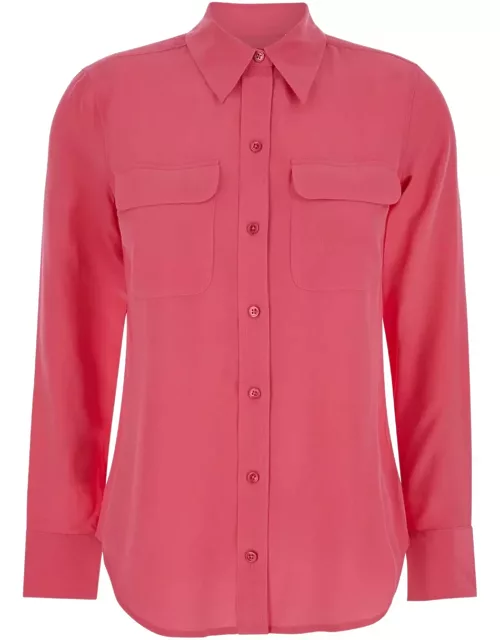 Equipment Pink Shirt With Pockets In Silk Woman