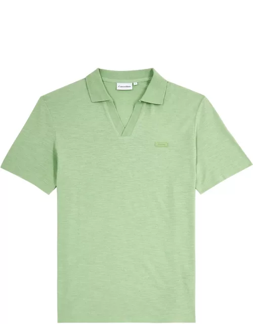Calvin Klein Logo Cotton-blend Polo Shirt - Light Green