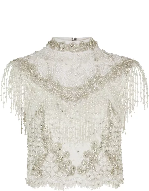 Alice + Olivia Pria Embellished Lace top - Off White - 6 (UK10 / S)
