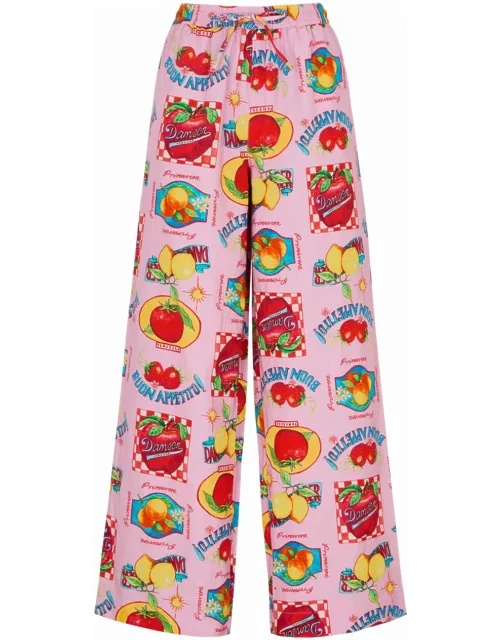 Damson Madder Chlo Printed Cotton-blend Trousers - Pink - 10 (UK10 / S)