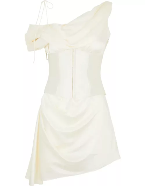DE LA Vali Brulee Silk-satin Corset Mini Dress - Ivory - 10 (UK10 / S)