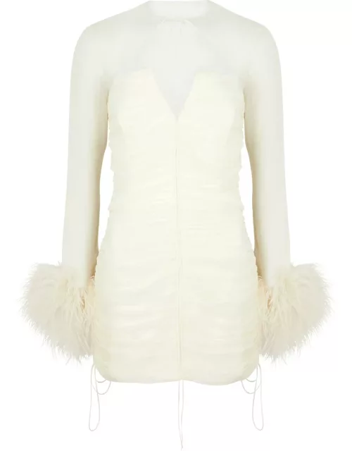 DE LA Vali Mame Ruched Silk-chiffon Mini Dress - Ivory - 12 (UK12 / M)