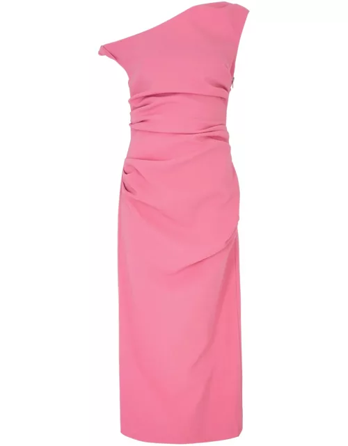 Misha Alaska Gathered Midi Dress - Pink - L (UK14 / L)