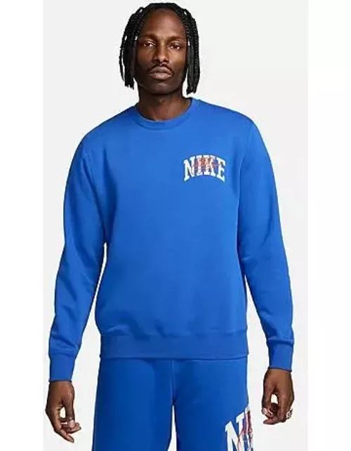 Men's Nike Club Fleece Varsity Graphic Long-Sleeve Crewneck Sweatshirt