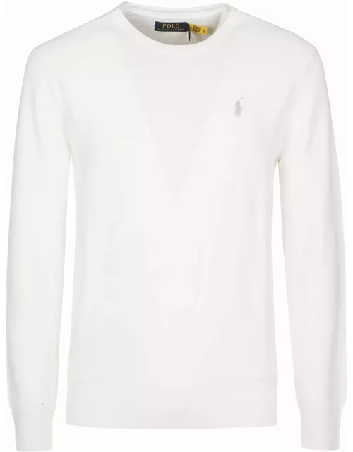 Polo Ralph Lauren White Crew-neck Pullover With Logo