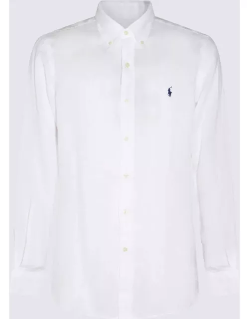 Polo Ralph Lauren White And Blue Linen Shirt