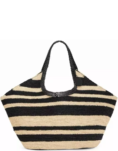 Paco Rabanne Striped Raffia Tote Bag With 1969 Discs Detail