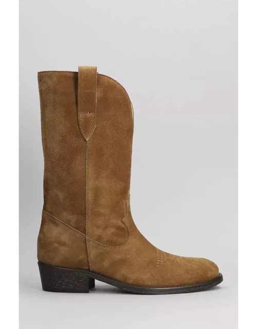 Via Roma 15 Texan Ankle Boots In Leather Color Suede