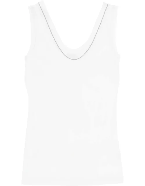 Brunello Cucinelli Ribbed Tank Top With Shiny Collar