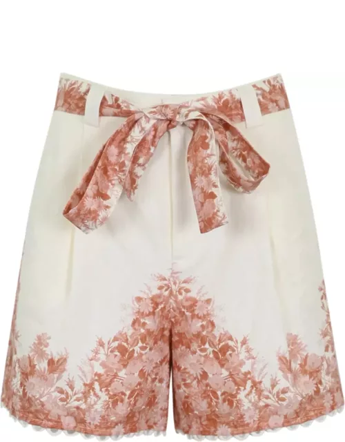 TwinSet Linen Shorts With Floral Print