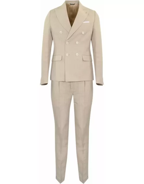 Daniele Alessandrini Sand Double-breasted Pinstripe Suit