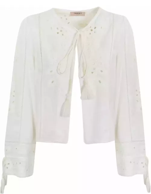 TwinSet Perforated Muslin Jacket