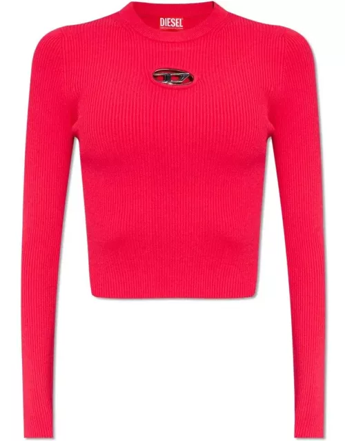 Diesel M Valary Logo Plaque Cropped Ribbed Top