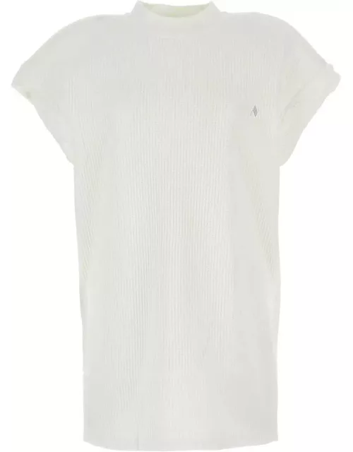 The Attico Shoulder-padded Waflle-effect Crewneck T-shirt