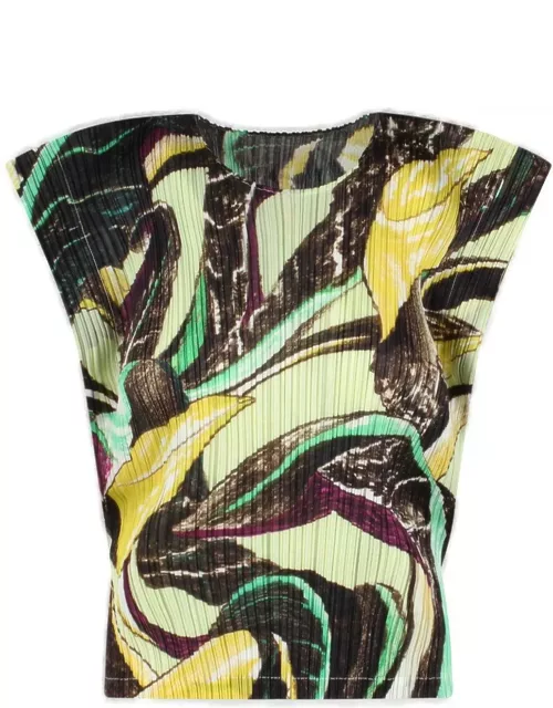 Pleats Please Issey Miyake Graphic-printed Pleated Top