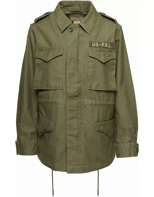 Polo Ralph Lauren Military Green Surplus Jacket With Embroidered Patch In Cotton Woman