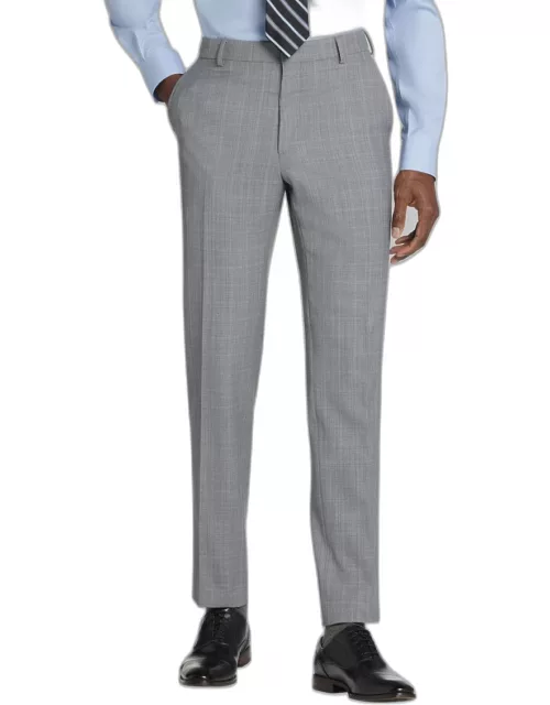 JoS. A. Bank Men's Slim Fit Plaid Suit Pants, Light Grey, 34x34 - Suit Separate
