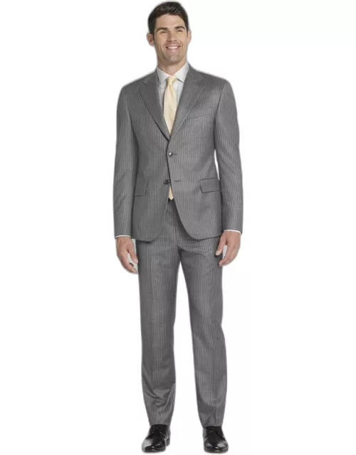 JoS. A. Bank Men's Reserve Collection Tailored Fit Stripe Suit, Light Grey, 44 Short