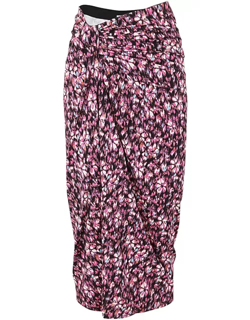 Marant Étoile Floral-printed Twist-detailed Crepe Skirt
