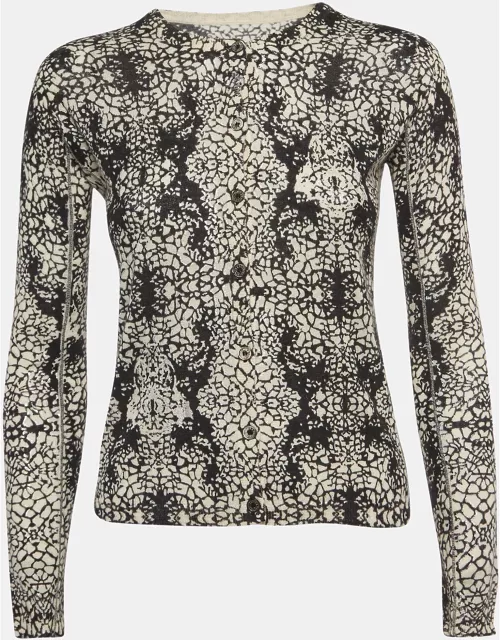 Zadig & Voltaire Black/White Abstract Print Cashmere Buttoned Cardigan