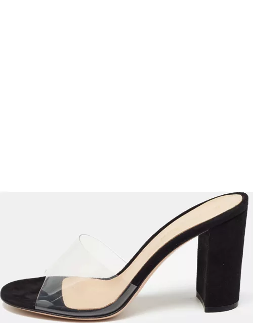 Gianvito Rossi Black PVC and Suede Slide Sandal