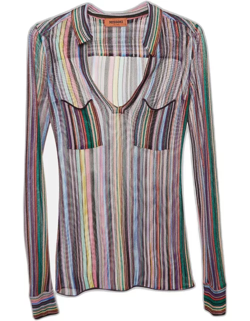Missoni Multicolor Striped Knit Long sleeve Sheer Top