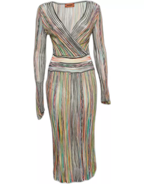 Missoni Multicolor Striped Knit Wrap Style Midi Dress