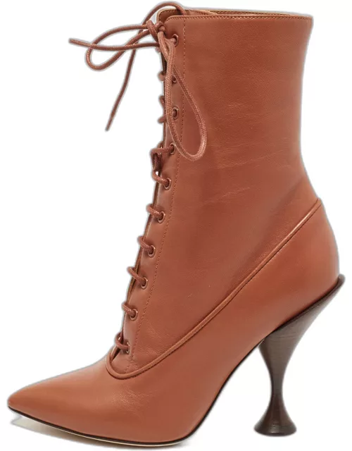 Burberry Brown Leather Lace Up Ankle Boot