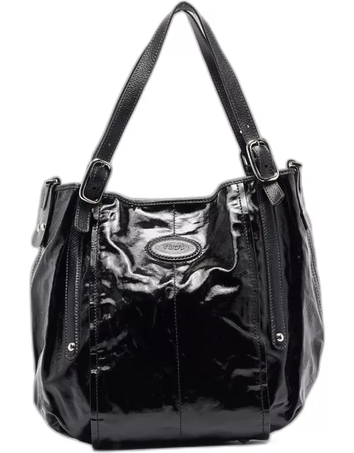 Tod's Black Coated Canvas G-Line Easy Sacca Tote