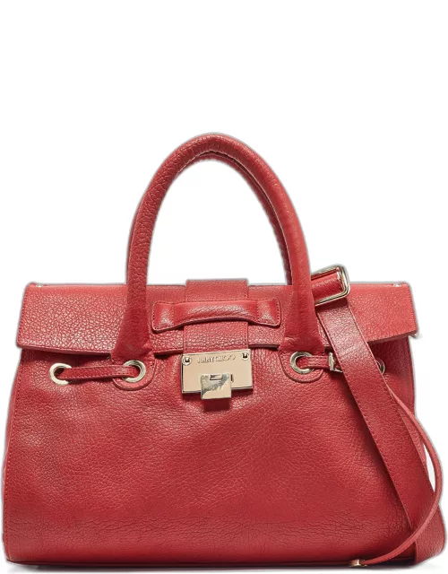 Jimmy Choo Red Grainy Leather Rosalie Top Handle Bag
