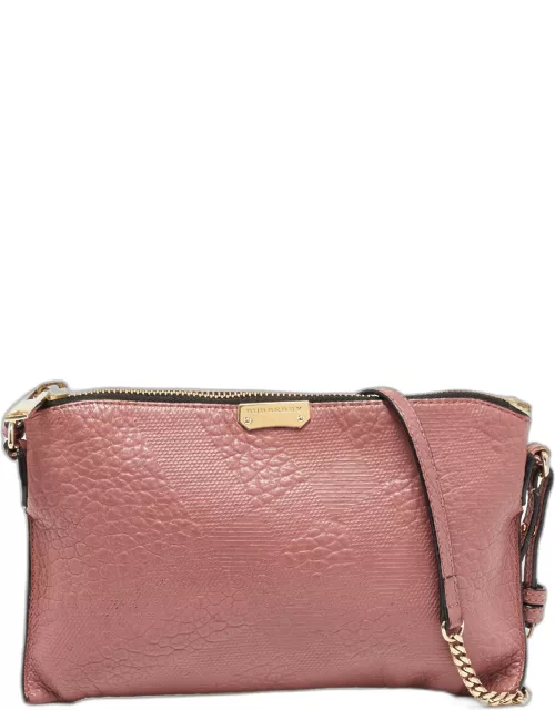 Burberry Rose Pink Signature Grain Check Embossed Leather Peyton Crossbody Bag