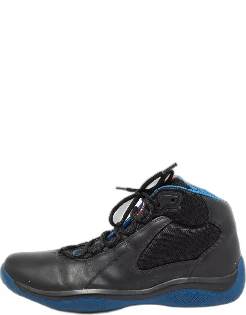 Prada Blue/Black Leather and Mesh Punta Ala Sneaker