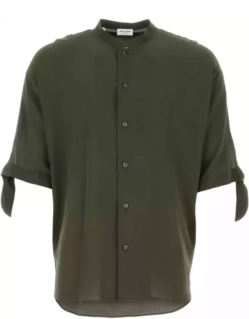 Saint Laurent Olive Green Crepe Shirt