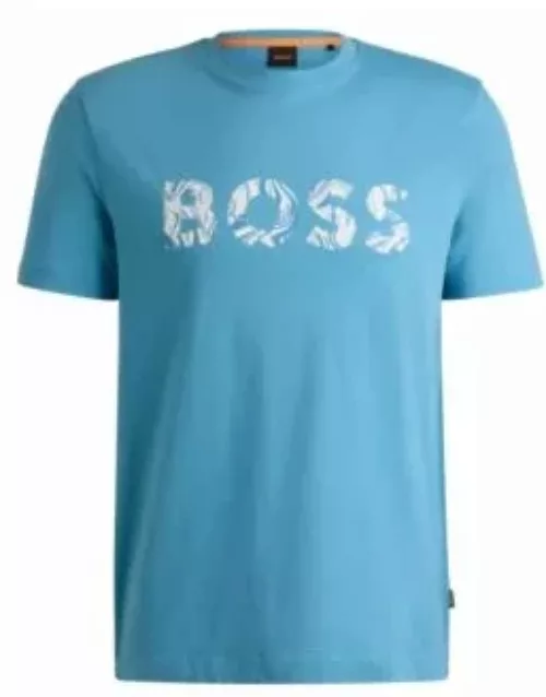 Cotton-jersey T-shirt with logo print- Light Blue Men's T-Shirt