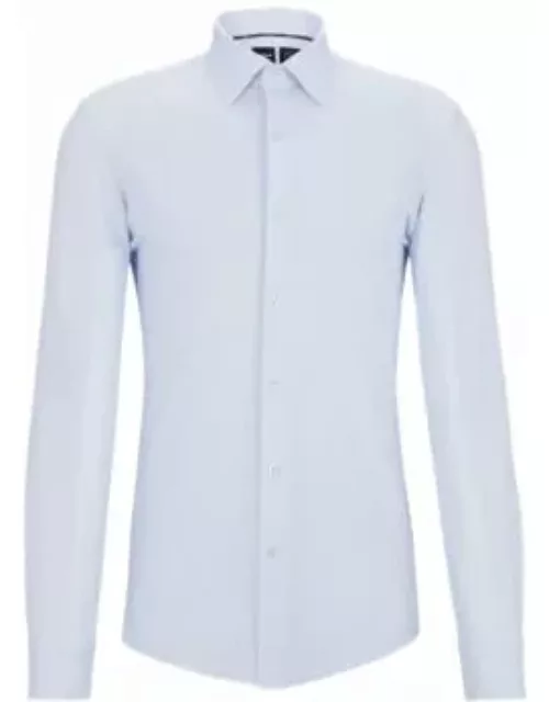 Slim-fit shirt in geometric-print performance-stretch material- Light Blue Men's Shirt