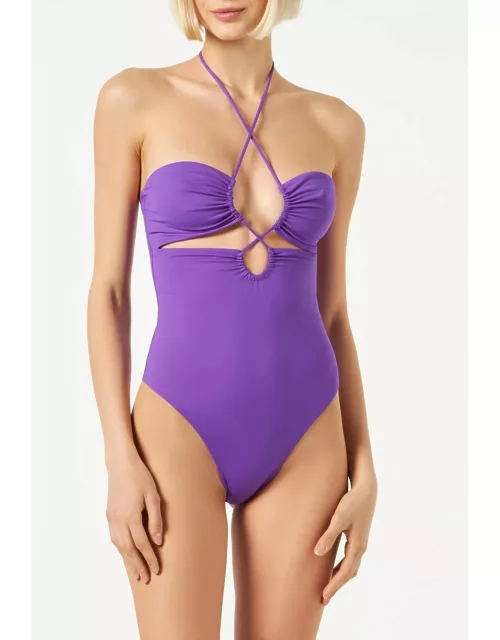 MC2 Saint Barth Purple Cutout One Piece Swimsuit
