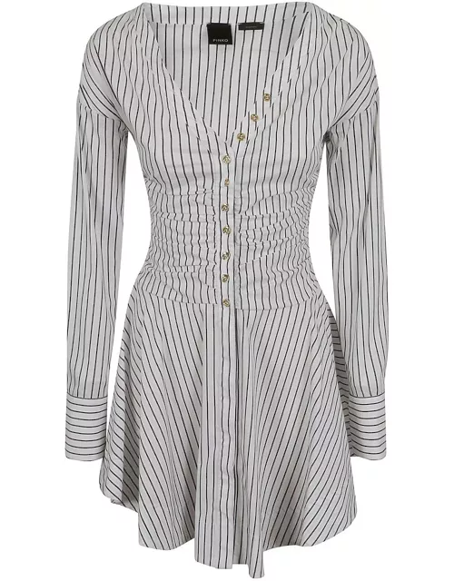 Pinko Stretch Cotton Blend Dress With Striped Pattern