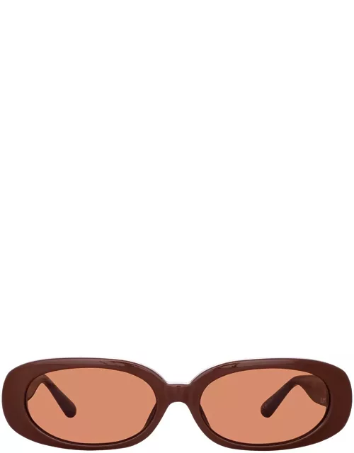 Linda Farrow Lfl1252 Brown / Light Gold Sunglasse