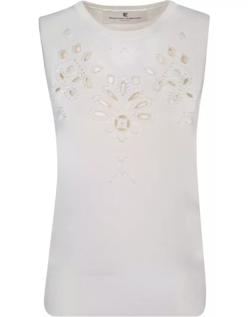 Ermanno Scervino Sleeveless Broderie Anglaise Tank Top