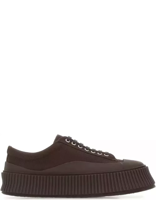 Jil Sander Brown Canvas And Rubber Sneaker