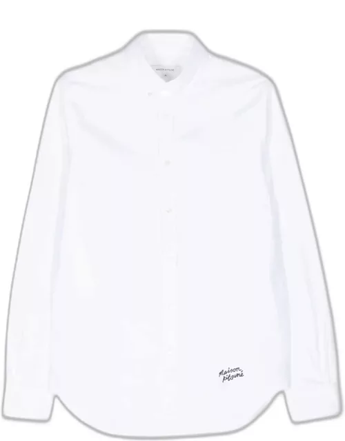 Maison Kitsuné Handwritting Casual Bd Shirt White cotton long sleeves shirt with logo embroidery - Handwriting Casual BD Shirt