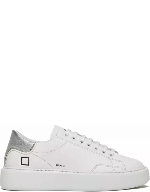 D.A.T.E. Sfera Womens Sneaker In Leather And Silver Hee