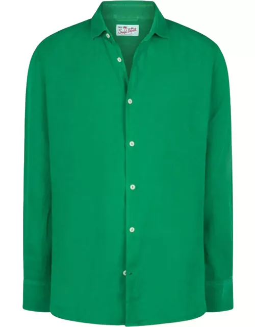 MC2 Saint Barth Green Pamplona Shirt In Linen