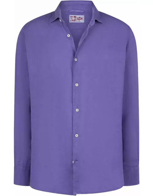 MC2 Saint Barth Purple Pamplona Shirt In Linen