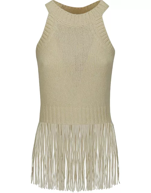 Wild Cashmere Cropped Top Tank With Suede Fring