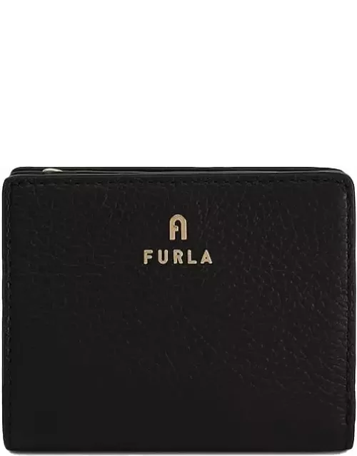 Furla Camelia S Black Wallet In Grained Leather