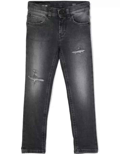 Dondup Black George Jeans With Abrasion