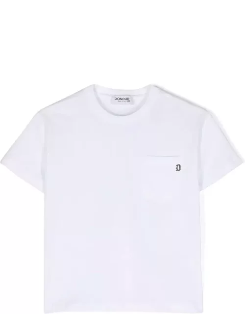 Dondup White T-shirt With Pocket And Logo